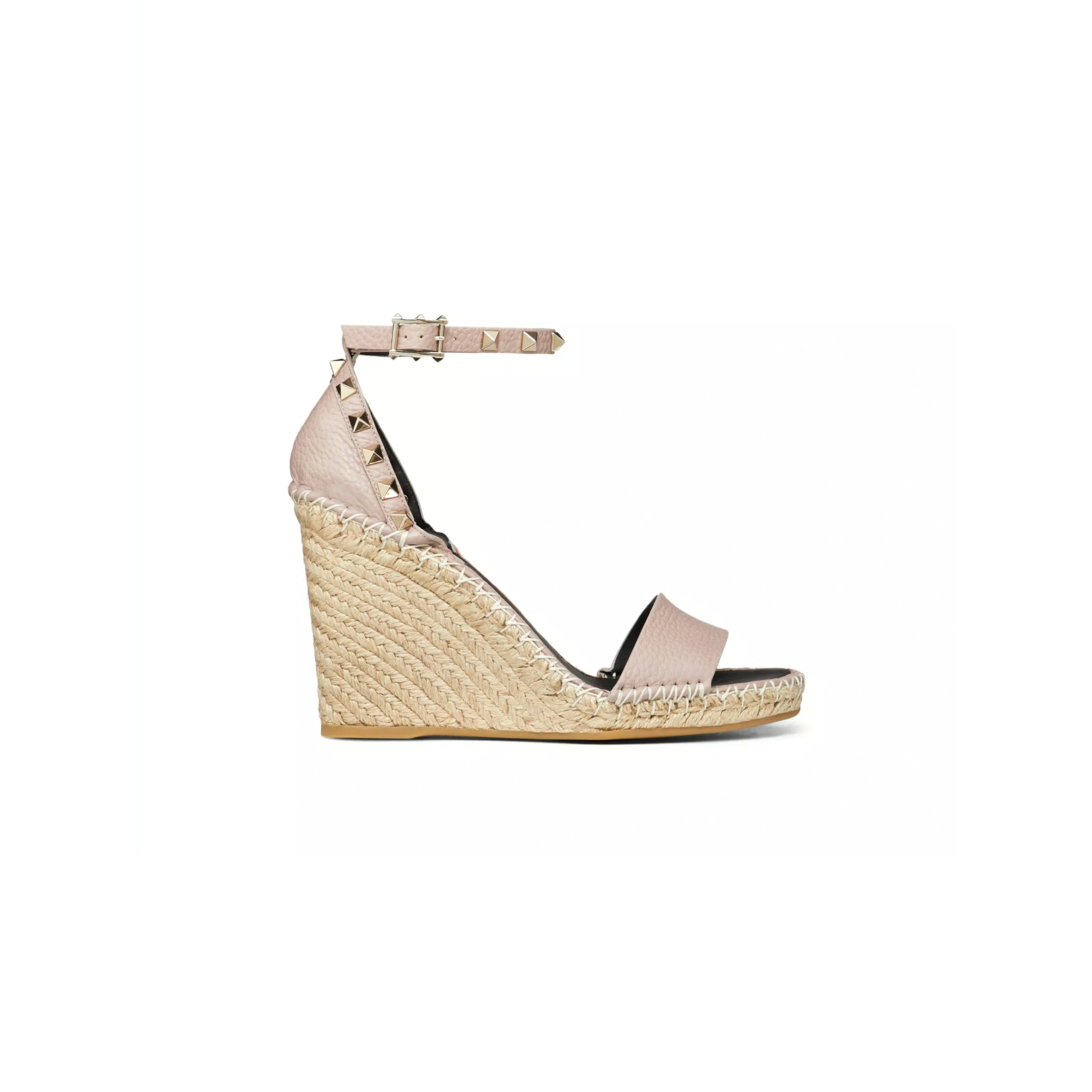VALENTINO DOUBLE ROCKSTUD GRAINY CALFSKIN WEDGE SANDAL 105MM 5W2S0090VTO_P98